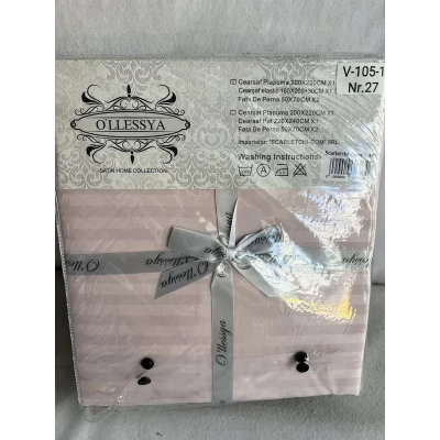 Lenjerie pat hotelier stripe set 4 buc cu cersaf elastic