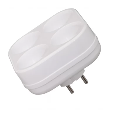 Adaptor 4 prize 2P 10A 230V patrat alb 1000kW