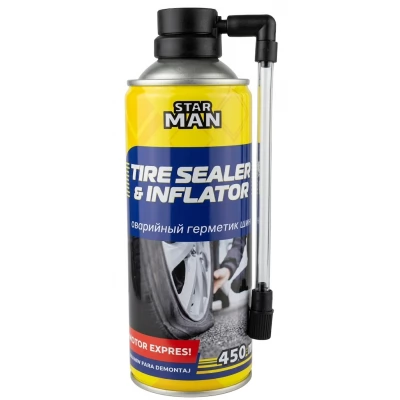 STAR MAN TIRE SEALER AND INFLATOR/ REPARATIE ANVELOPE 450ML