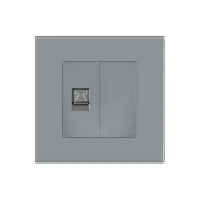 Priza media, GRI, 1/2 blank, 1/2 modul Internet CAT5E, rama sticla / 86x86mm / Caligate-thumb-2