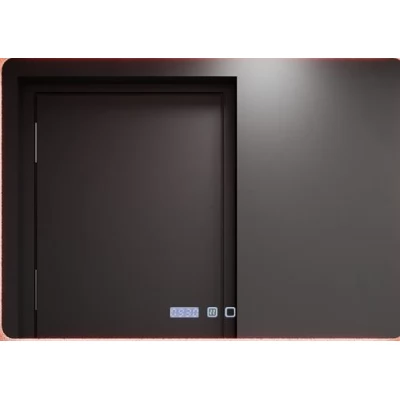 Oglindă pentru baie Bayro Moon ortogonală 1000x800 LED touch neutru cu dezaburire, ceas și termometru