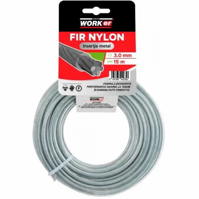 Fir Nylon Technoworker rotund 3.0mmx15m cu insertie metalică