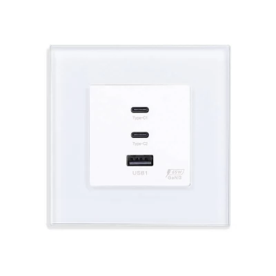 Priza ALB, 2 USB TYPE C + 1 USB/fast charge/65W/rama sticla / Caligate-thumb-2