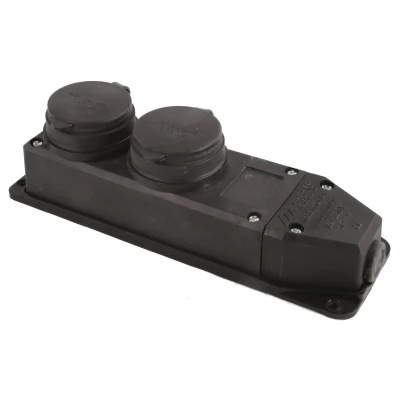 Bloc 2 prize 2P+E 16A cauciuc neagra IP44 Mutlusan