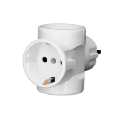 Adaptor 3 prize 2P+E 16A 230V rotund alb 1000kW