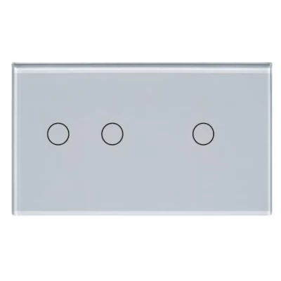 PANOU DIN STICLA touch ALB, 2 clape + 1 clapa / 86x157mm / Caligate