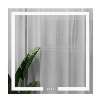 Oglindă pentru baie Bayro Otto ortogonală 800x800 LED touch cu dezaburire, ceas și termometru