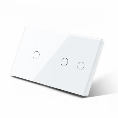 Intrerupator touch ALB, 1 clapa 2way + 2 clape 2way, SIMPLU, 800w, 86x157mm / CAP SCARĂ / Caligate