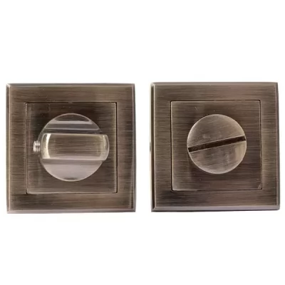 Rozeta cu bloc.ator rotitor, baza patrata, aluminiu, culoarea bronz antic
