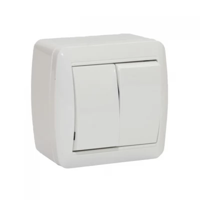 Intrerupator dublu exter. 10A IP44 alb