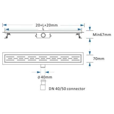 Rigola de dus lineara set 500x70mm D50x90 FLH40-A2 C03-thumb-2