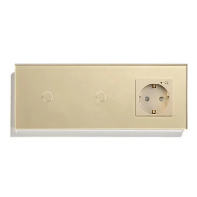 Intrerupator touch GOLD 1 clapa + 1 clapa + 1 priza, 300w/16A/86x228