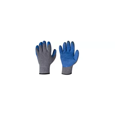 Manusi din bumbac si poliester grie, acoperire spuma albastra de latex turnare incompleta
