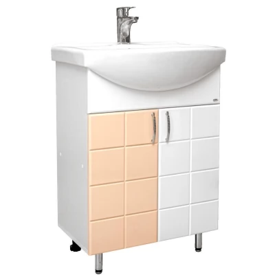 Dulap baie Domino alb-bej basic cu 2 uși-650mm