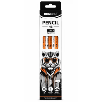 Creion simplu cu radiera HONGHU Black Wood HL-25011 1/12 