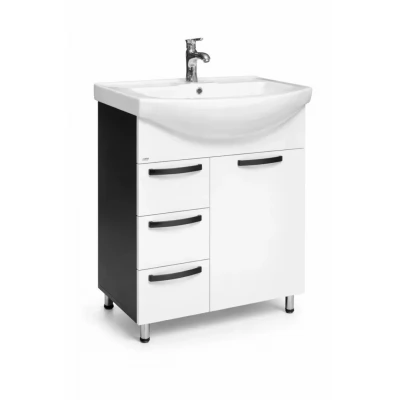 Dulap baie Agat Alb-Antracit basic cu 3 sertare -750mm