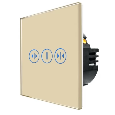 Întrerupător smart GOLD din sticlă, pt rulouri, cu WiFi. L+N. 86x86mm / Caligate