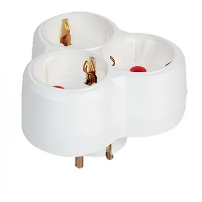 Adaptor 3 prize 2P+E 16A stea alb Mutlusan