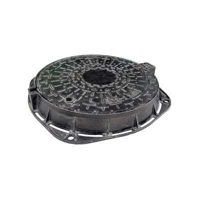 Capac fontă rotund cu ramă Dext=800mm, pas liber=600mm, H=100mm cu închizător, clasa de sarcini D400