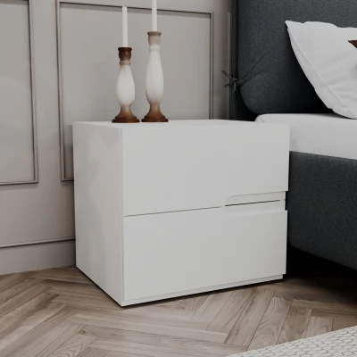 Noptiera Bayro Modena 550x500x450 MDF 18mm Mâner Sorrento alb mat