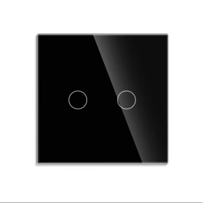 PANOU DIN STICLA touch NEGRU, 2 clape / 86x86mm / Caligate