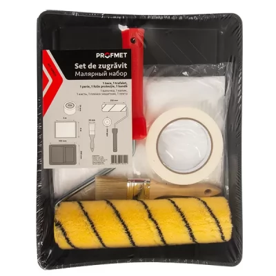 Set de zugravit - tava, rola 250mm, perie 38mm, folie protect. 4x5m, banda 19mmx45m