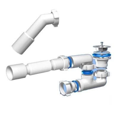 Sifon ANI pentru cada cu preaplin. reglabil 1 1/2' cu teava flexibila 40x50. Aniplast 'E216'