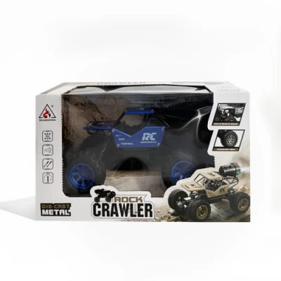  Masina metal "Rock Crawler" 1:18, cu t/c, acum., albast