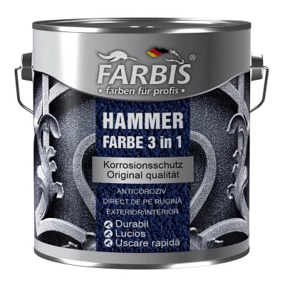 Vopsea 3 in 1 Farbis Dark Blue 2.5L F1308 (Efect ciocan)