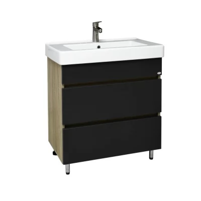 Dulap baie Sonata antracit-Sonoma sava cu 2 sertare fără mâner-600mm