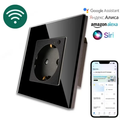 Priza smart NEGRU, cu WiFi, 16A/86x86mm / Caligate