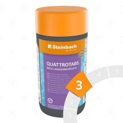 Pastile multifuncționale de clor 5 buc. x 200 g „Quattro – tabs”, 1 kg
