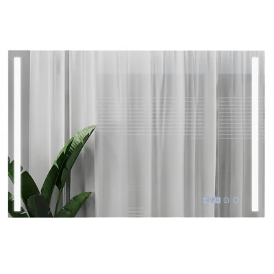Oglindă pentru baie Bayro Sirius ortogonală 1000x800 LED 3C touch cu dezaburire, ceas și termometru