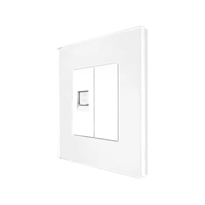 Priza media, ALB, 1/2 blank, 1/2 modul Internet CAT5E, rama sticla / 86x86mm / Caligate