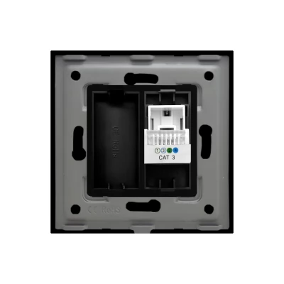 Priza media, ALB, 1/2 blank, 1/2 modul Internet CAT5E, rama sticla / 86x86mm / Caligate-thumb-2