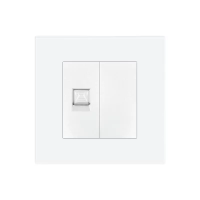 Priza media, ALB, 1/2 blank, 1/2 modul Internet CAT5E, rama sticla / 86x86mm / Caligate-thumb-3