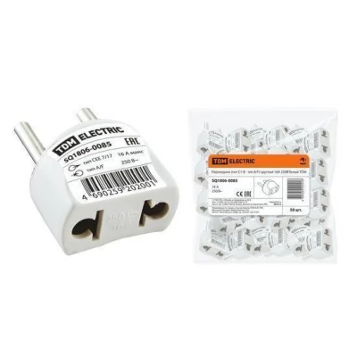 Adapter rotund 10A 250V alb TDM