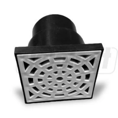 Sifon pardoseala PP dn 110 vertical negru cu grila alba (150x150)-thumb-2