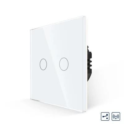 Intrerupator touch ALB 2 clape, 2way/86x86mm/800w / CAP SCARĂ / Caligate