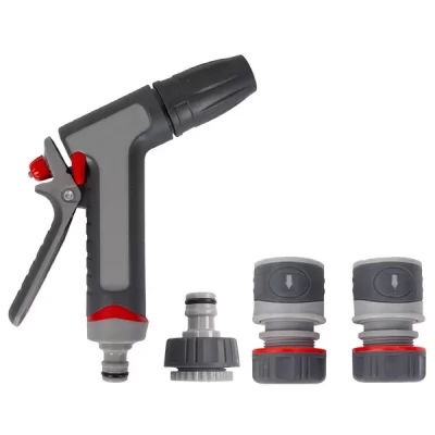 Set cu adaptoare si pistol p/u irigat, cu acoperire TPR, 4 piese