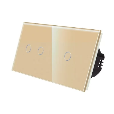 Intrerupator touch GOLD 1 clapa + 2 clape, 1 way/Fara neutral 300w/86x157mm / Caligate-thumb-2