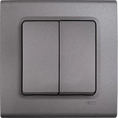  Linnnera Intrerupator 2 clape cu luminita gri 