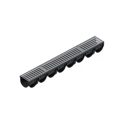 Rigola din plastic Easy DN100 H100 (1000x130xh100mm) cu gratar din otel zincat cu fante 91x10mm,clasa de sarcini A15 EN1433