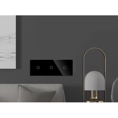 Intrerupator touch NEGRU, 3 clape, SIMPLU, 300w/ 86x228mm / Caligate-thumb-2