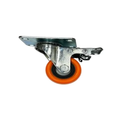Roata pivotanta TECHNOWORKER portocalie 125mm cu frina