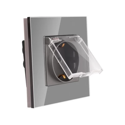 Priza GRI, cu capac protectie apa, 16A / 86x86mm / Caligate-thumb-2