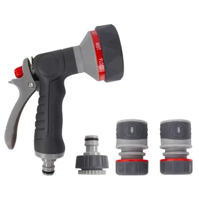 Set cu adaptoare si pistol p/u irigat, cu acoperire TPR, 4 piese