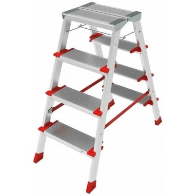 Scara din aluminiu dubla 4 trepte + platforma, 1.5 m