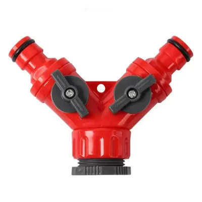 Conector cu 2 iesiri cu robinete 1/2 - 3/4''