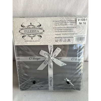 Lenjerie pat hotelier stripe set 4 buc cu cersaf elastic